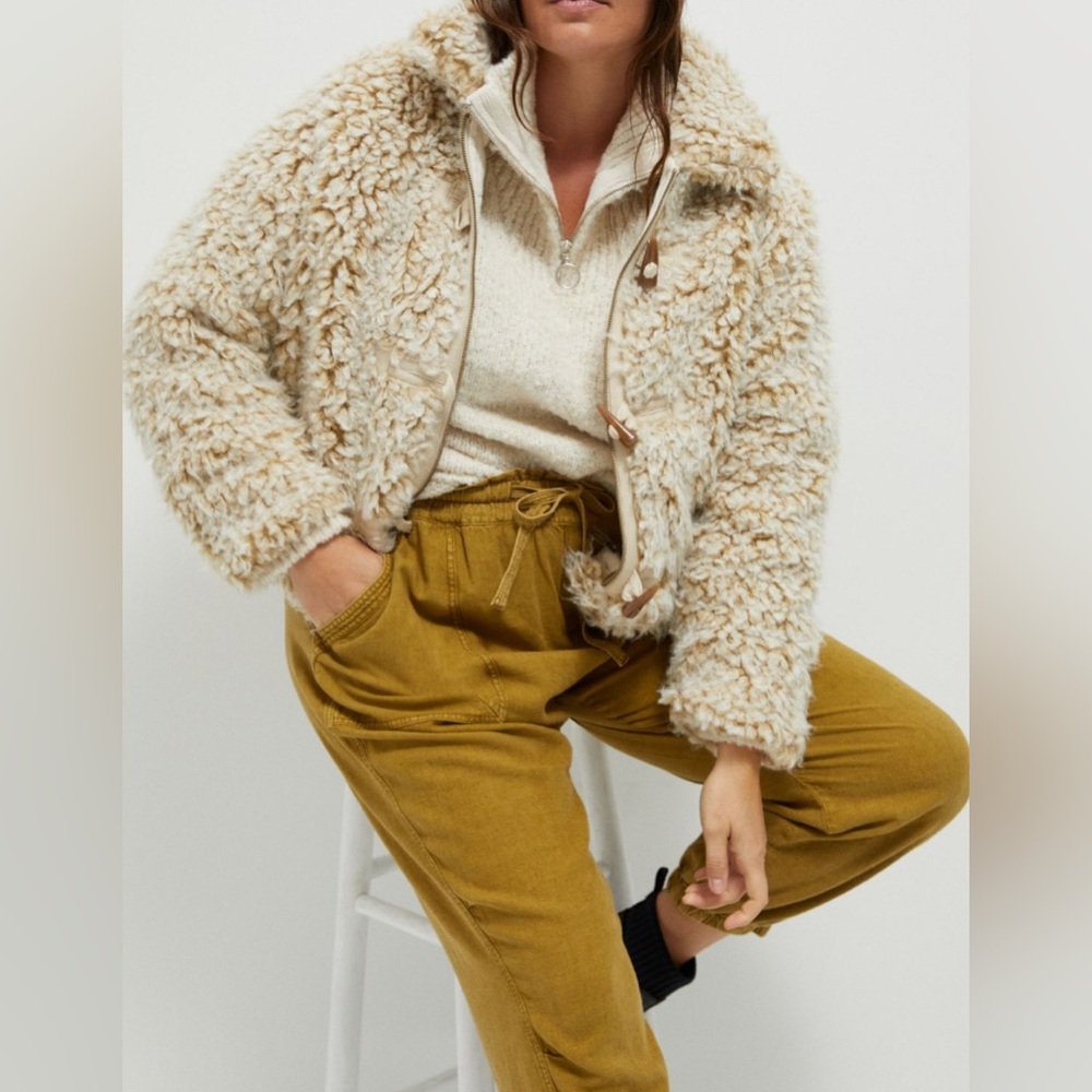 Anthropologie Brenna Faux Fur Cream Teddy Jacket Size Medium - Picture 6 of 16